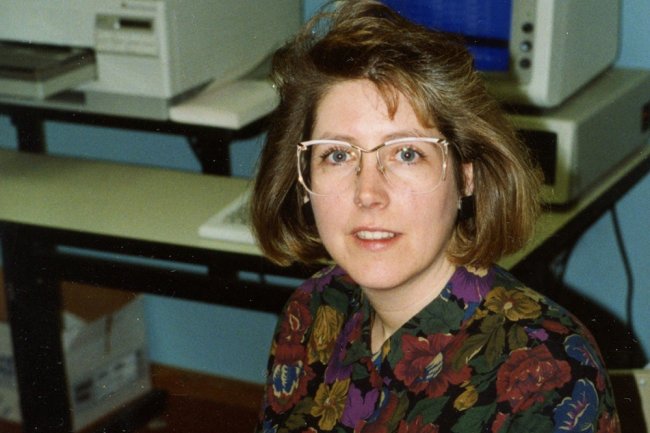 Dee Dee Lobard looks at the camera on her first day of work at Western in 1986.