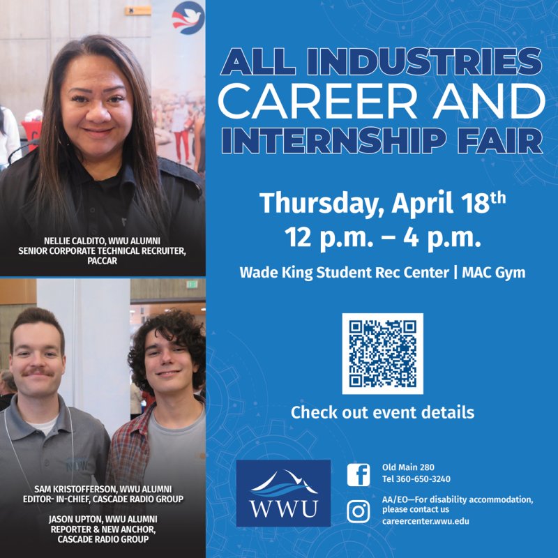 Poster for spring all-industries career fair at Western on April 18.