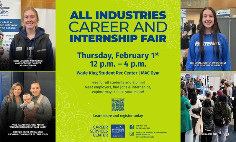 Poster for next week's career fair showing dates, times and info about the event