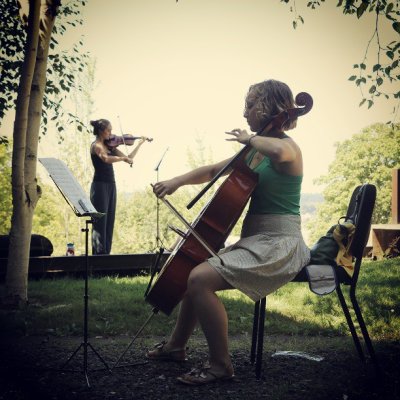 "Your campus is so gorgeous! I can't believe it has a view of the Puget Sound. I've never practiced in a place like this."

Elizabeth Gergel, a student at the University of South Carolina, practices her cello behind the Performing Arts Center, in full v