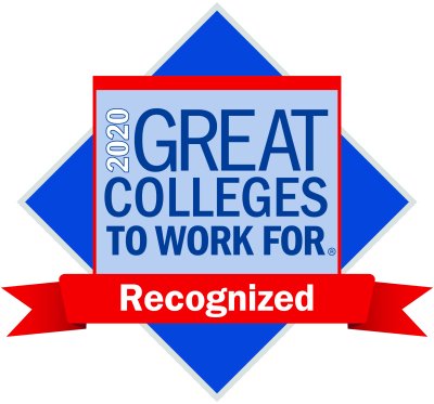 Rendering has the words "Great Colleges to Work For 2020"