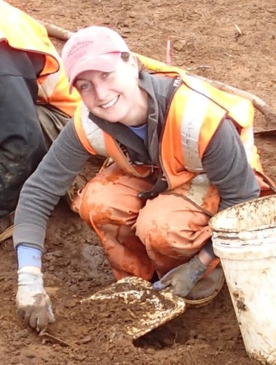 Boston University's Catherine West in the field; West was Mike Etnier's co-author and collaborator on the cod research project.