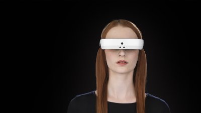 image of a woman wearing some kind of VR headset
