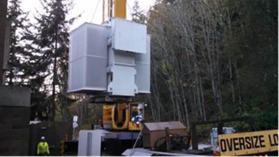 The 4,160-volt transformer at the Steam Plant, once the single power feed from Puget Sound Energy for the entire campus, was lifted by crane and transported to Oregon to be safely disposed of this past week. The beast was manufactured in 1975, weighed nea