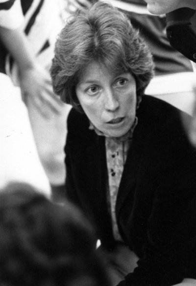 Goodrich is shown here during her run as the WWU women's basketball team's coach (1971 to 1990). Goodrich posted a 411-125 record in 19 seasons with the team, never having a losing season, reaching post-season play 18 times and winning 20 games 13 times. 