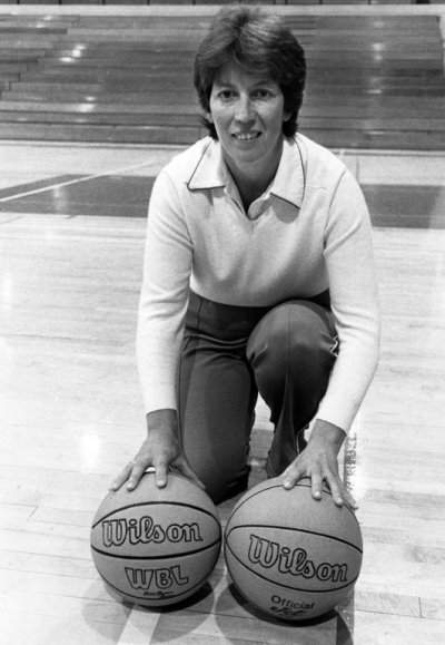 Goodrich is shown here during her run as the WWU women's basketball team's coach (1971 to 1990). Goodrich posted a 411-125 record in 19 seasons with the team, never having a losing season, reaching post-season play 18 times and winning 20 games 13 times. 