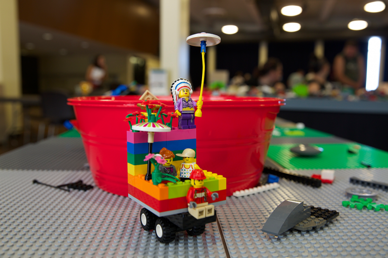 Inner Child Studio founder Rachel Andrews built this Lego float at the Whatcom Robotics Expo Saturday, June 27, in honor of the previous day's U.S. Supreme Court Ruling legalizing same-sex marriage in all 50 states. Photo by Mariko Osterberg / WWU Communi