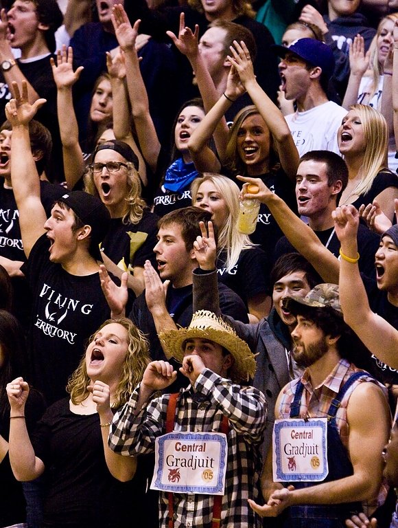 Screams and cheers of Western fans fill Carver Gym with every point scored, getting the Vikings closer to eventual victory over top rival Central Washington University. Photo by Jon Bergman | University Communications intern